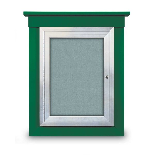 60"x48" 2-Door Enclosed Letterboard, Header, Grey Vinyl/Walnut